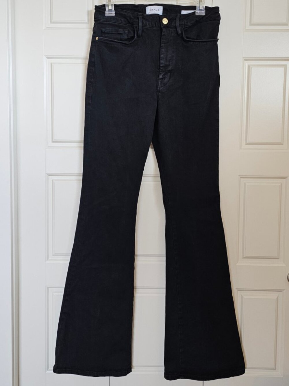FRAME Le One Flare Larsen Jeans Size 2 Fits 29-34 Black High Rise 33” Inseam